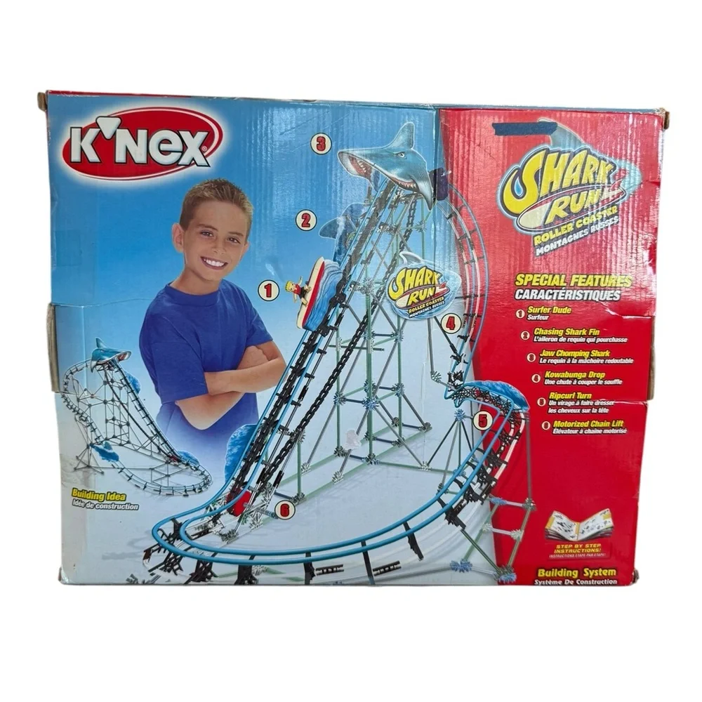 K’Nex Shark Run Motorized Roller Coaster Building Set NIB